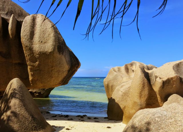 Stranden Anse Source d´Argent på ön La Digue på Seychellerna